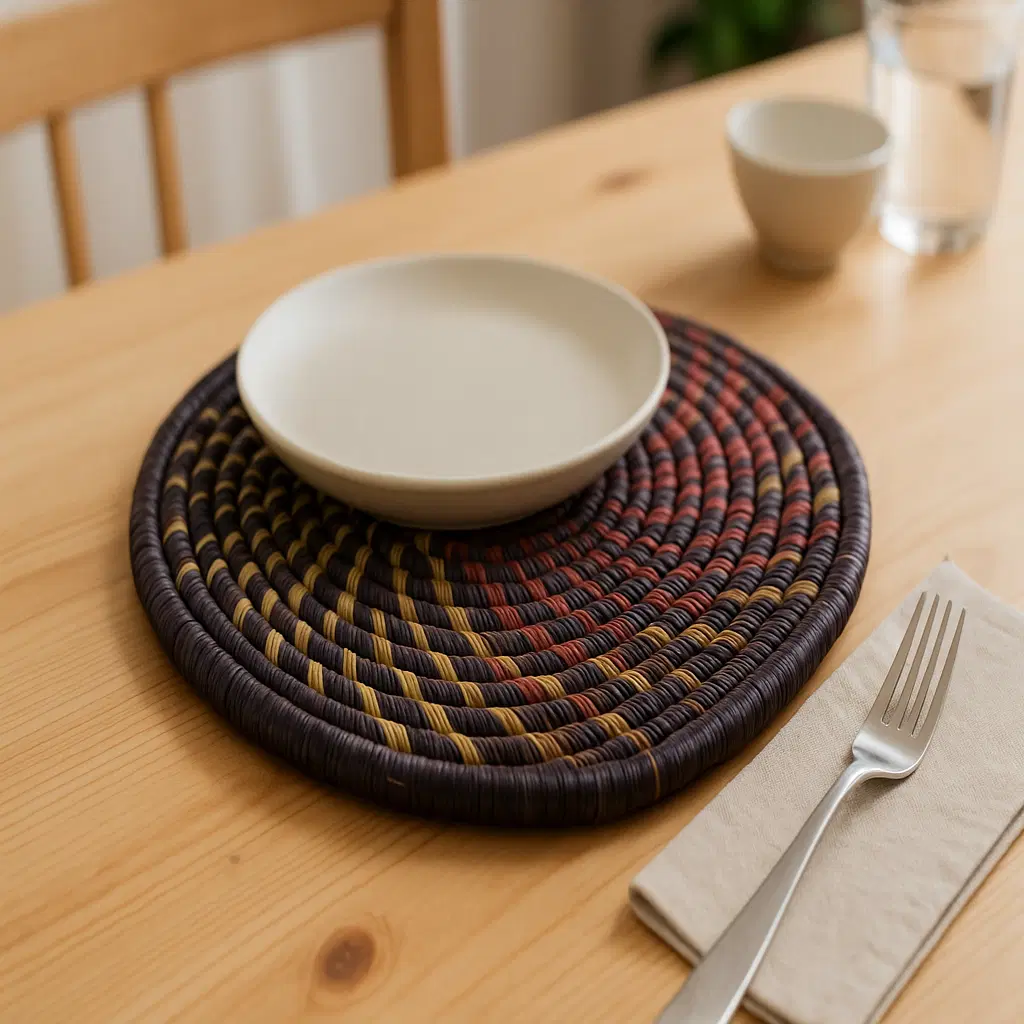 Handcrafted Dark Blue and Red Placemat